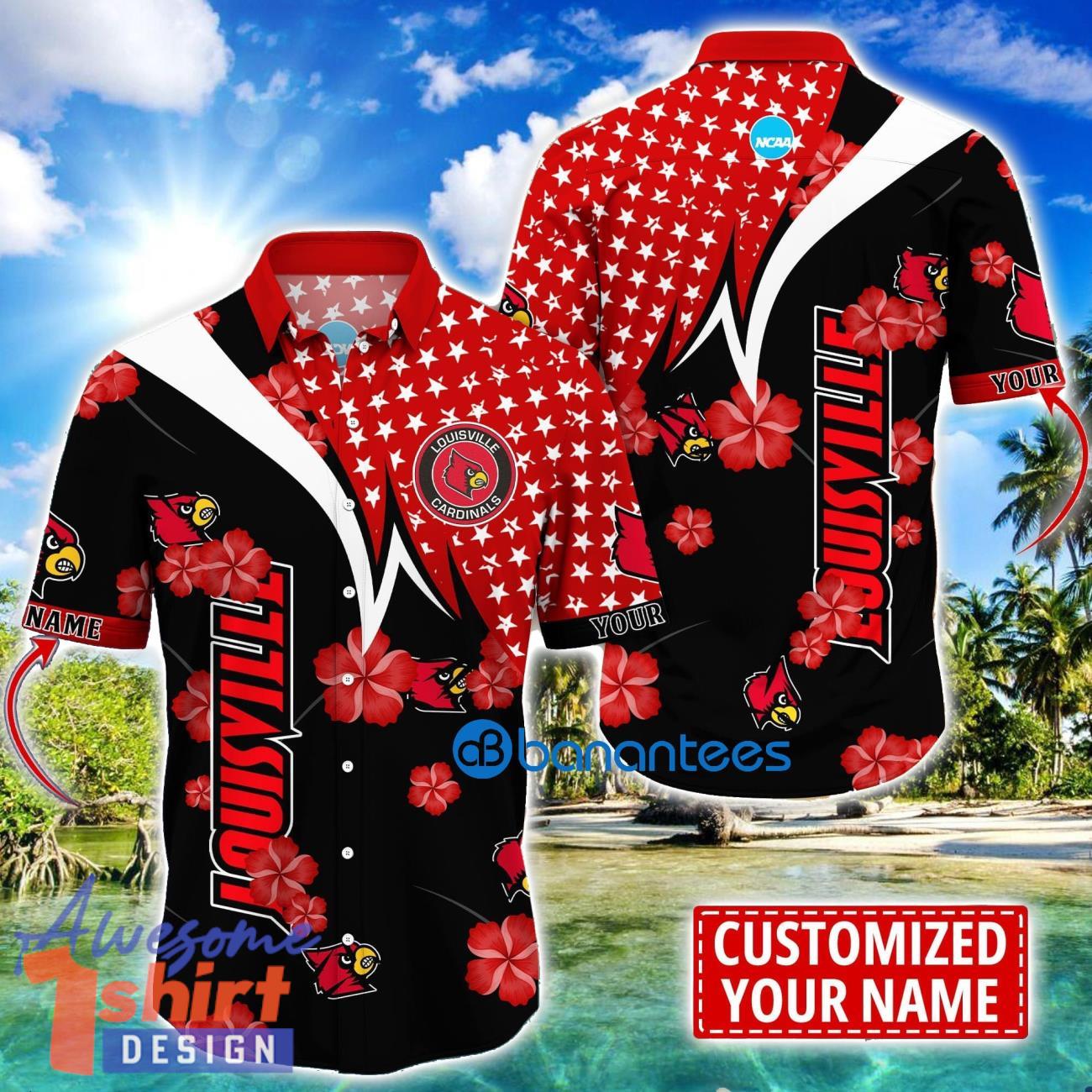 Louisville Cardinals Star and Flower Pattern Tropical Hawaiian Shirt Summer Gift For Men Women Custom Name