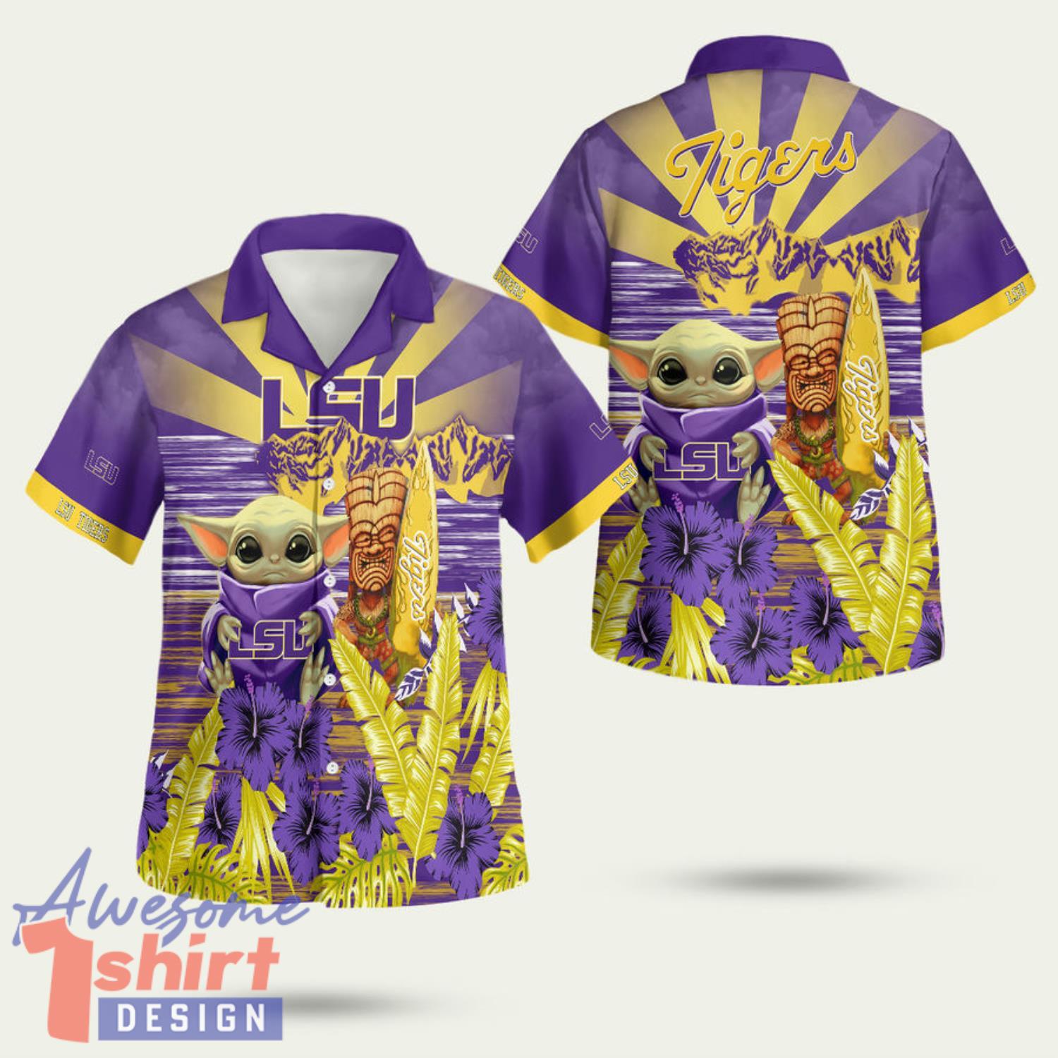 Lsu Tigers Baby Yoda 3D Hawaiian Shirt Summer Style Gift