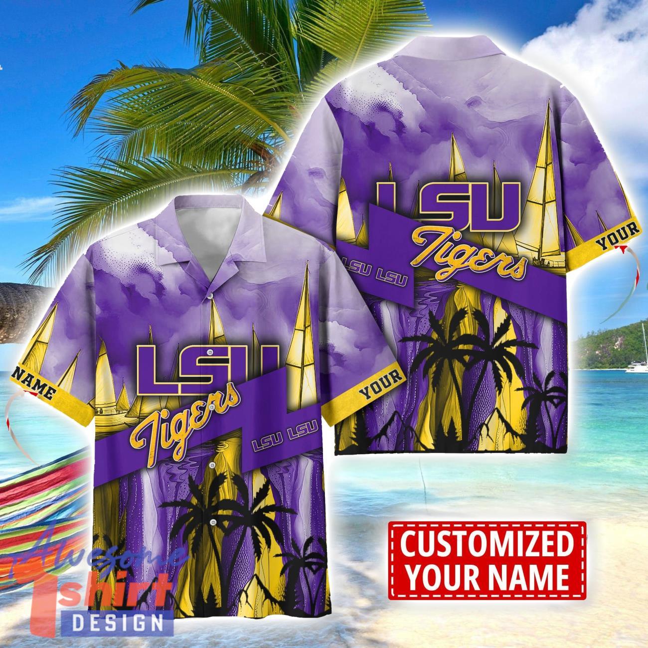 LSU TIGERS Hawaii Shirt Custom Name Sports Team Beach Shirt