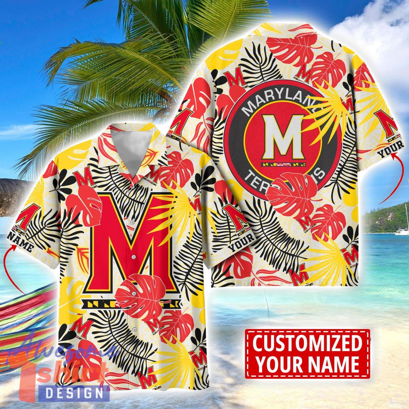 Maryland Terrapins Aloha Hawaiian Shirt Custom Name Summer Gift Holiday Team Shirt