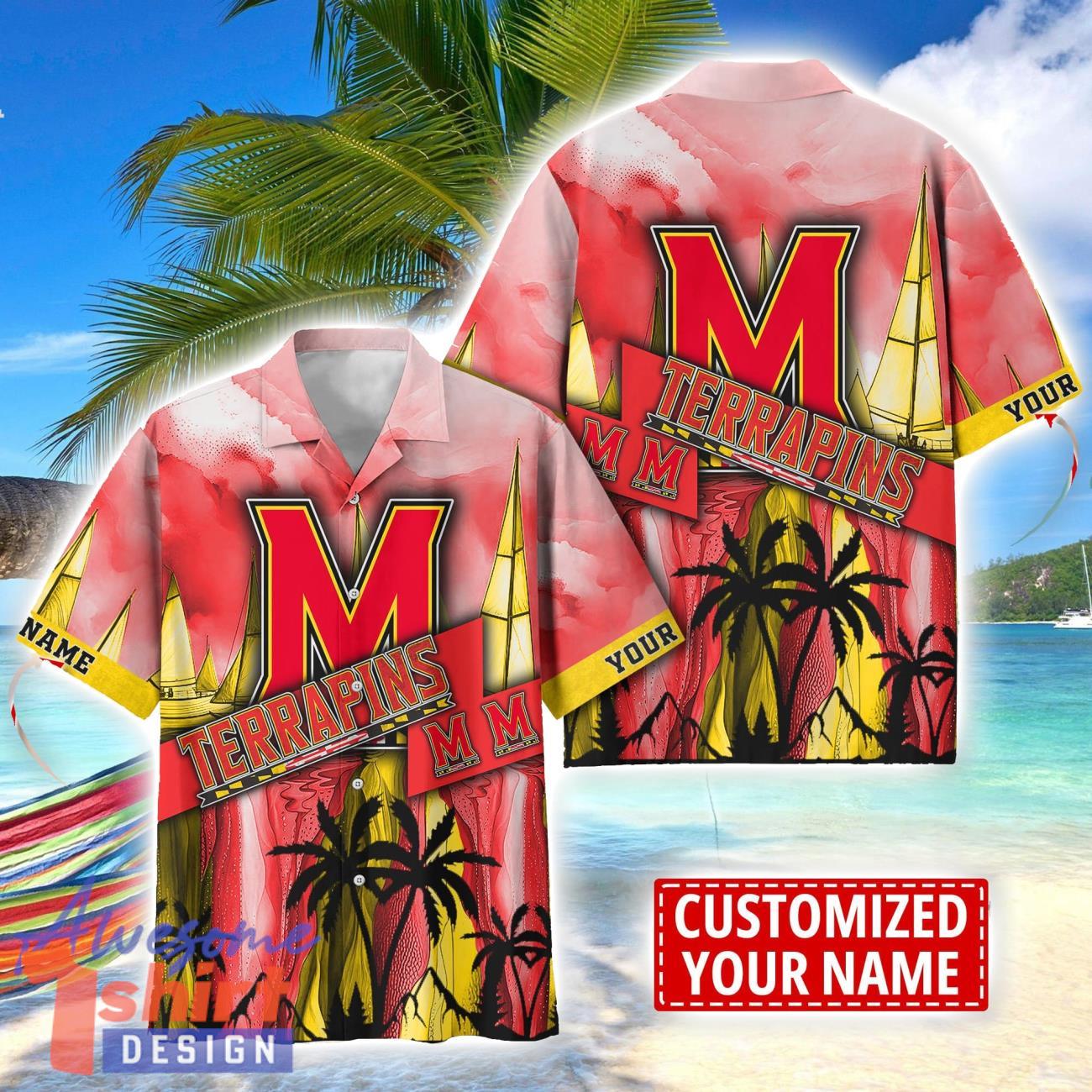 Maryland Terrapins Hawaii Shirt Custom Name Sports Team Beach Shirt