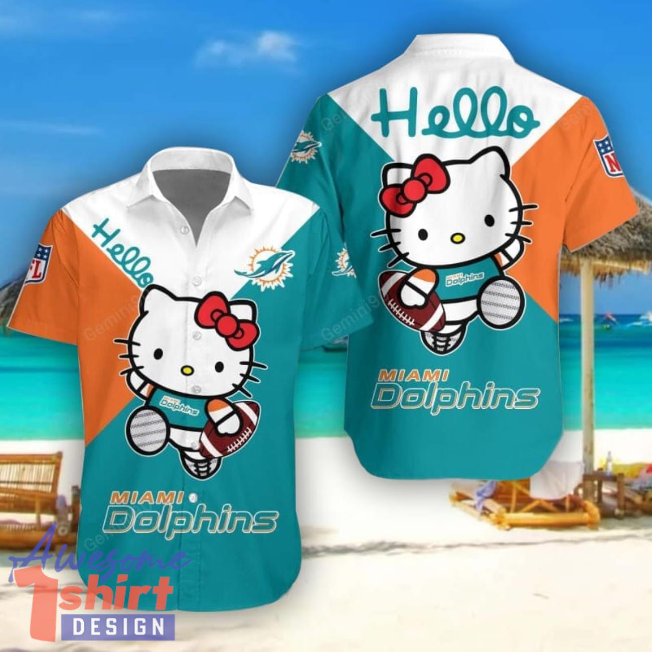 Miami Dolphins Hello Kitty Hawaiian Shirt Cute Gift For Men And Women