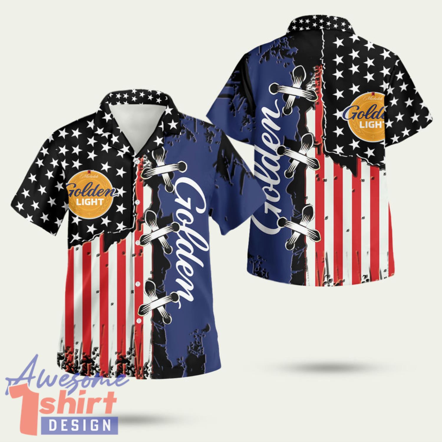 Michelob Golden Light American Flag 3D Hawaiian Shirt Summer Style Gift