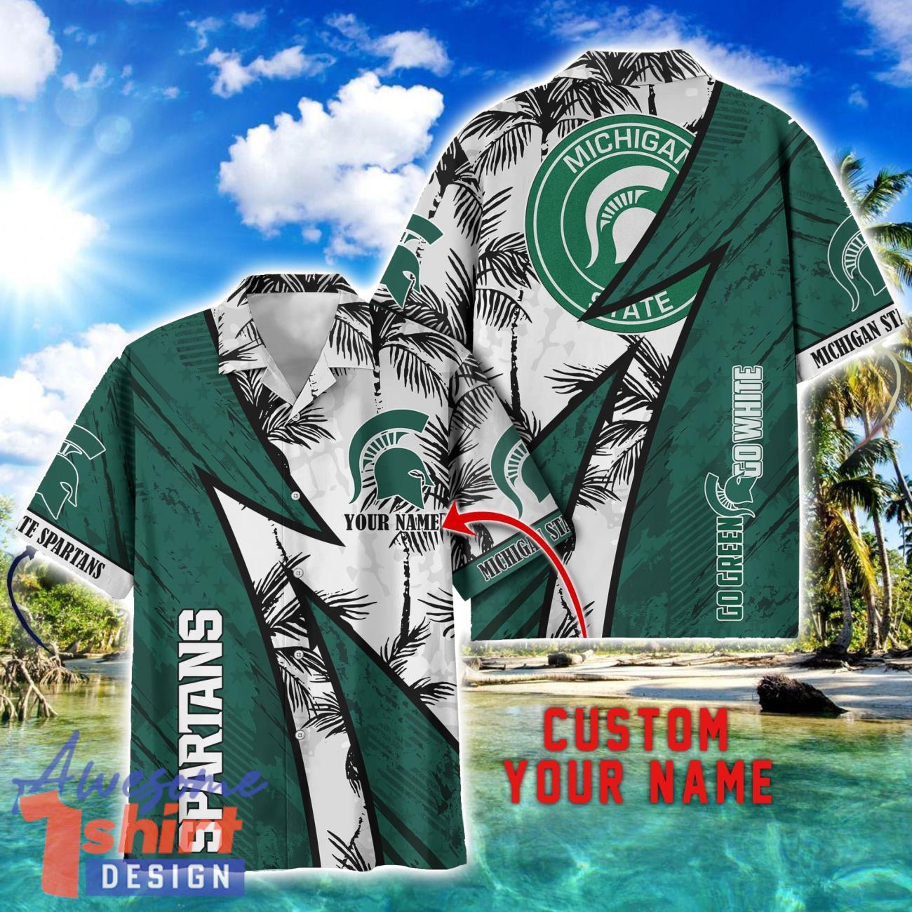 Michigan State Spartans AOP Hawaiian Shirt Beach Summer Shirt Personalized Name For fans