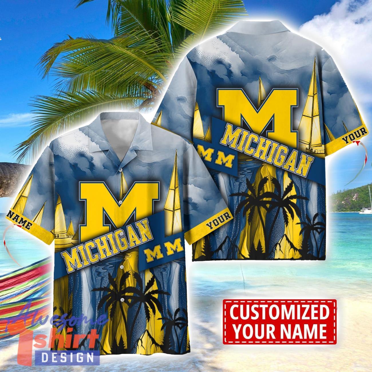 Michigan Wolverines Hawaii Shirt Custom Name Sports Team Beach Shirt