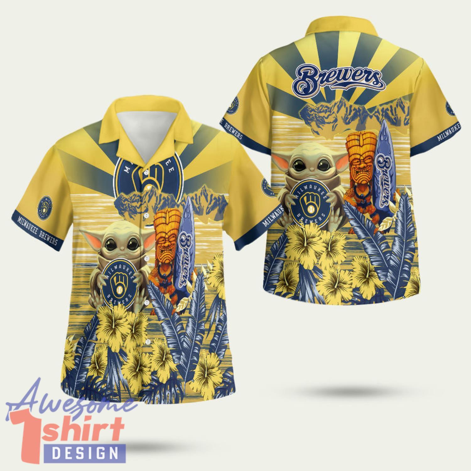 Milwaukee Brewers Baby Yoda 3D Hawaiian Shirt Summer Style Gift