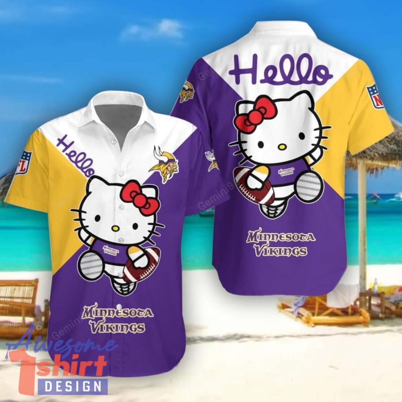 Minnesota Vikings Hello Kitty Hawaiian Shirt Cute Gift For Men And Women