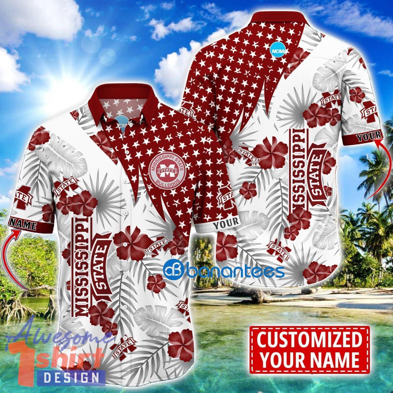 Mississippi State Bulldogs Star and Flower Pattern Tropical Hawaiian Shirt Summer Gift For Men Women Custom Name