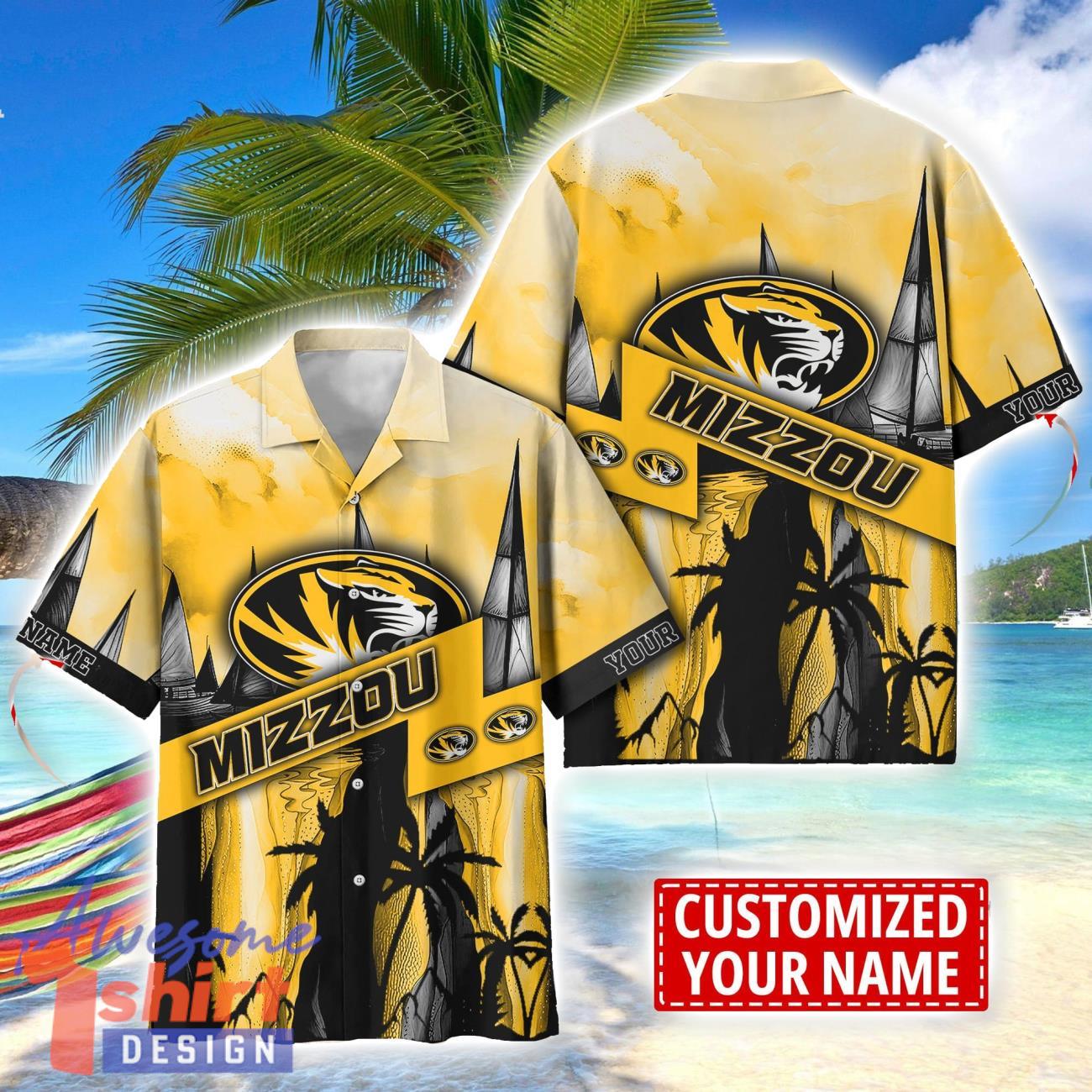 Missouri Tigers Hawaii Shirt Custom Name Sports Team Beach Shirt