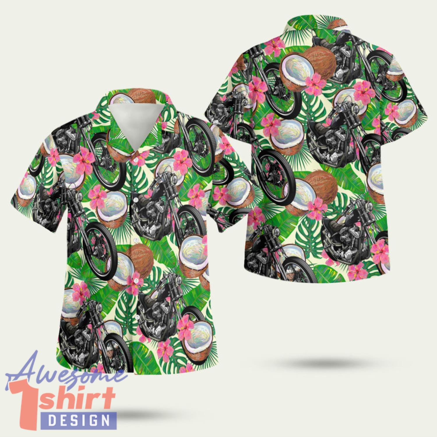 Motorbike Tropical Coconut 3D Hawaiian Shirt Summer Style Gift