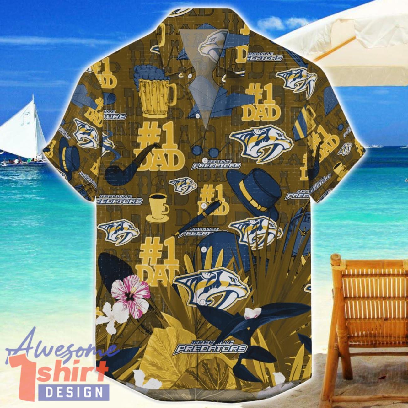 Nashville Predators Hawaiian Shirt Father’s Day Gift For Dad Grandpa NHL Team