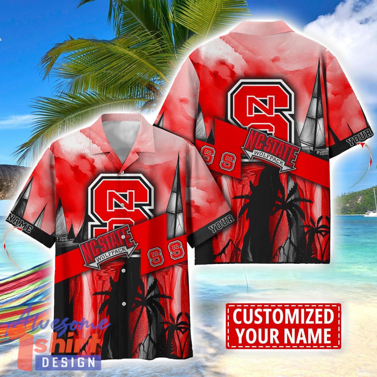 NC State Wolfpack Hawaii Shirt Custom Name Sports Team Beach Shirt