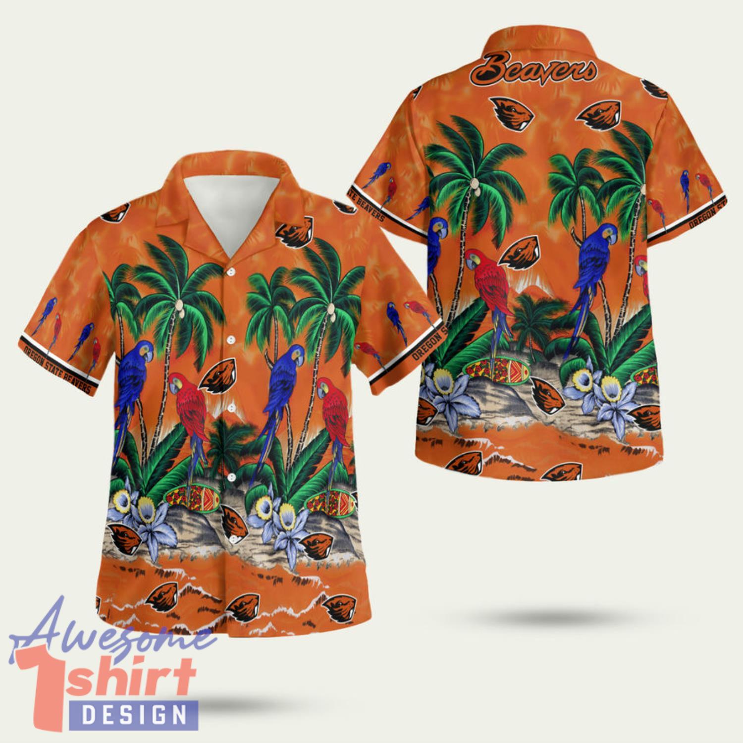 Ncaa Oregon State Beavers Parrot 03 3D Hawaiian Shirt Summer Style Gift