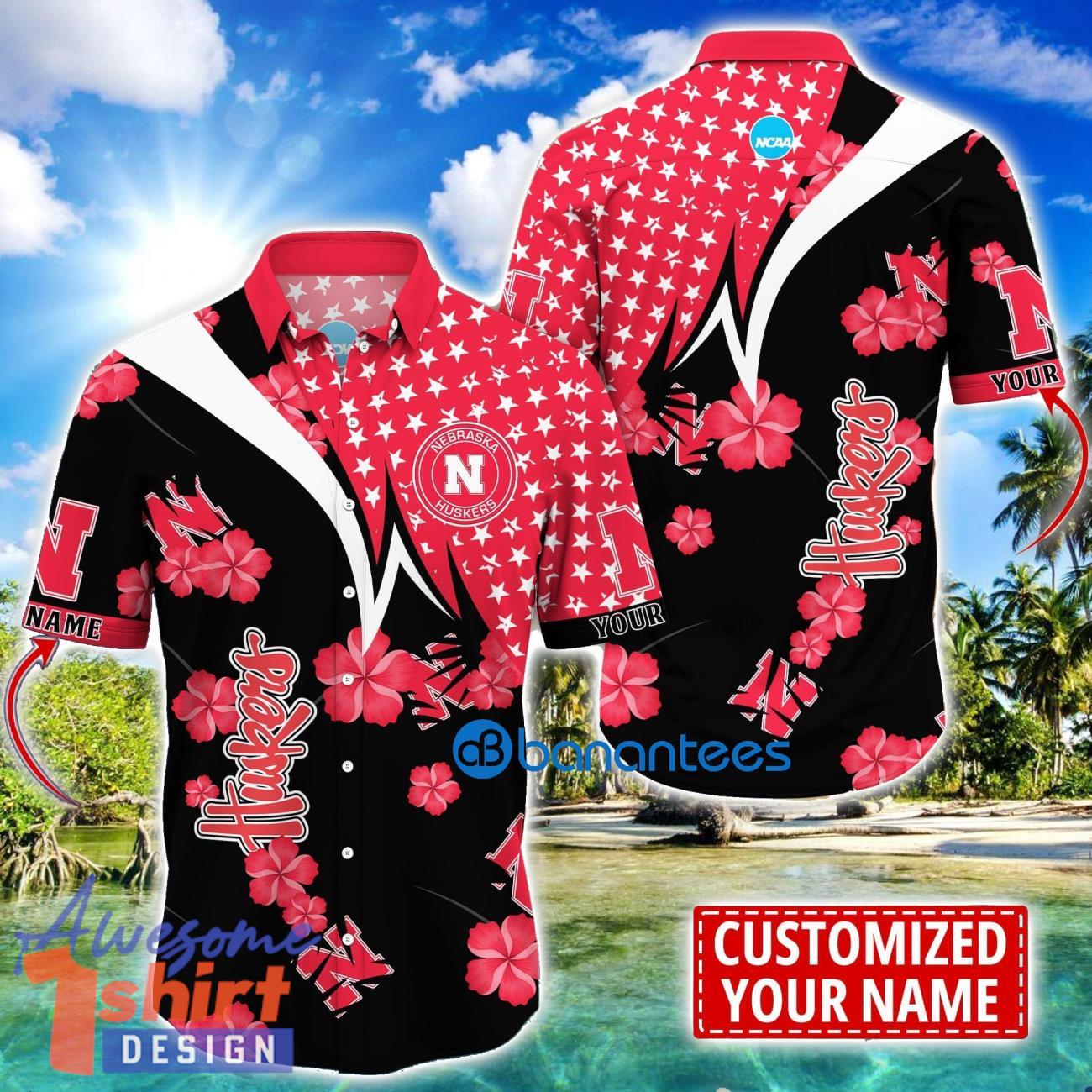 Nebraska Cornhuskers Star and Flower Pattern Tropical Hawaiian Shirt Summer Gift For Men Women Custom Name