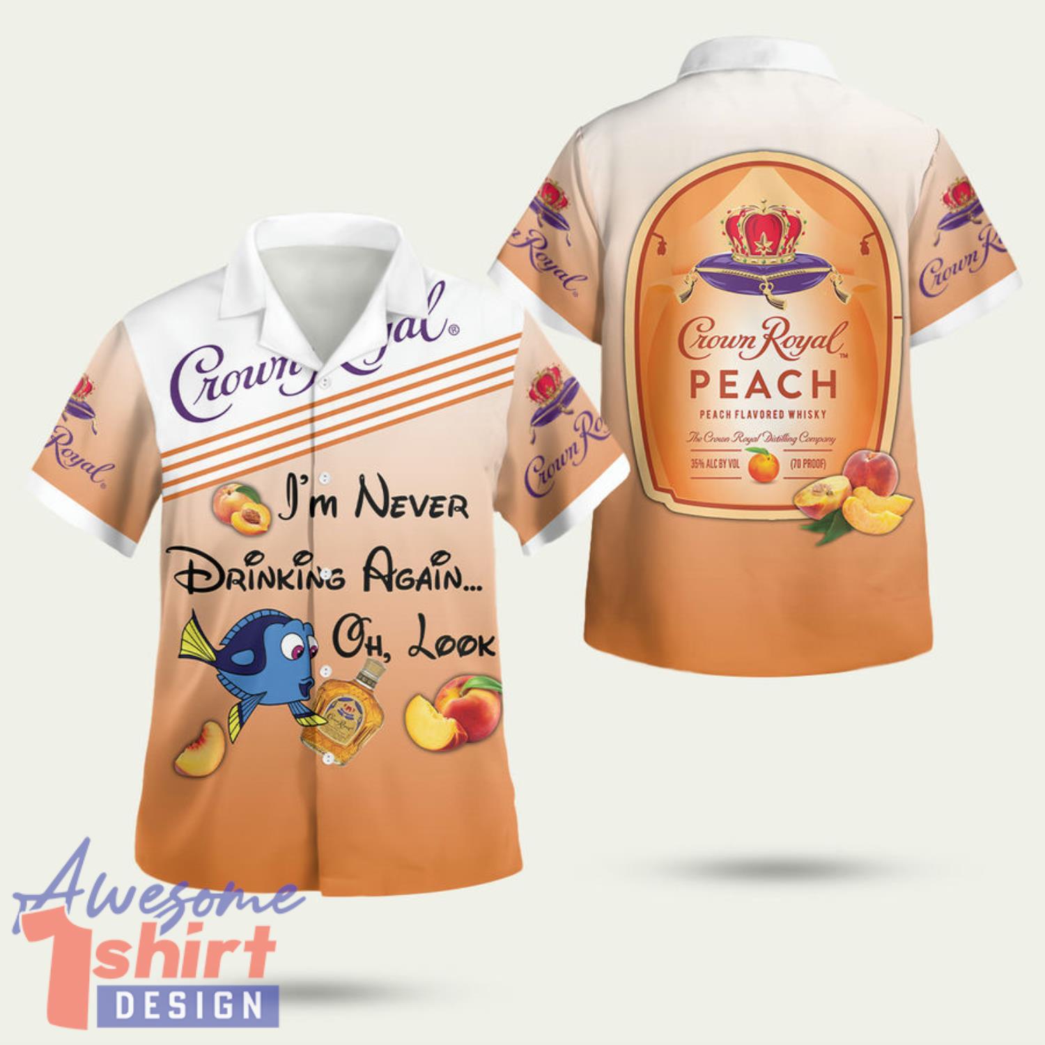 Nemo Crown Royal Peach Whiskey 3D Hawaiian Shirt Summer Style Gift