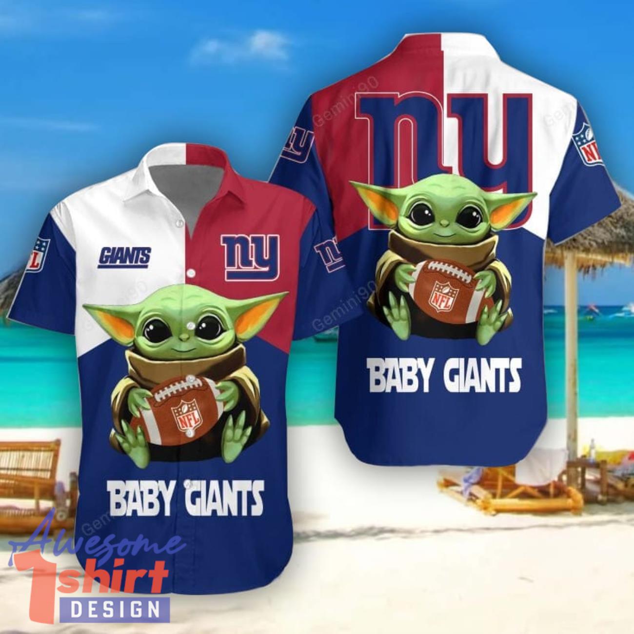 New York Giants Baby Yoda Hawaiian Shirt Cute Gift For Men And Women