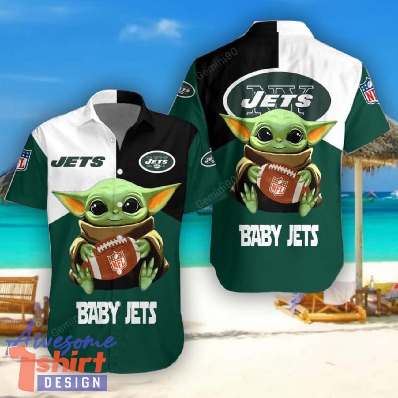 New York Jets Baby Yoda Hawaiian Shirt Cute Gift For Men And Women