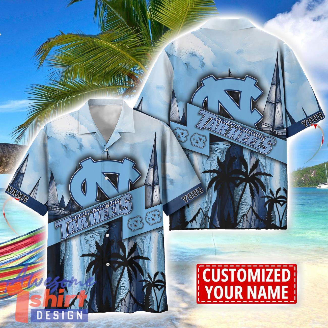 North Carolina Tar Heels Hawaii Shirt Custom Name Sports Team Beach Shirt