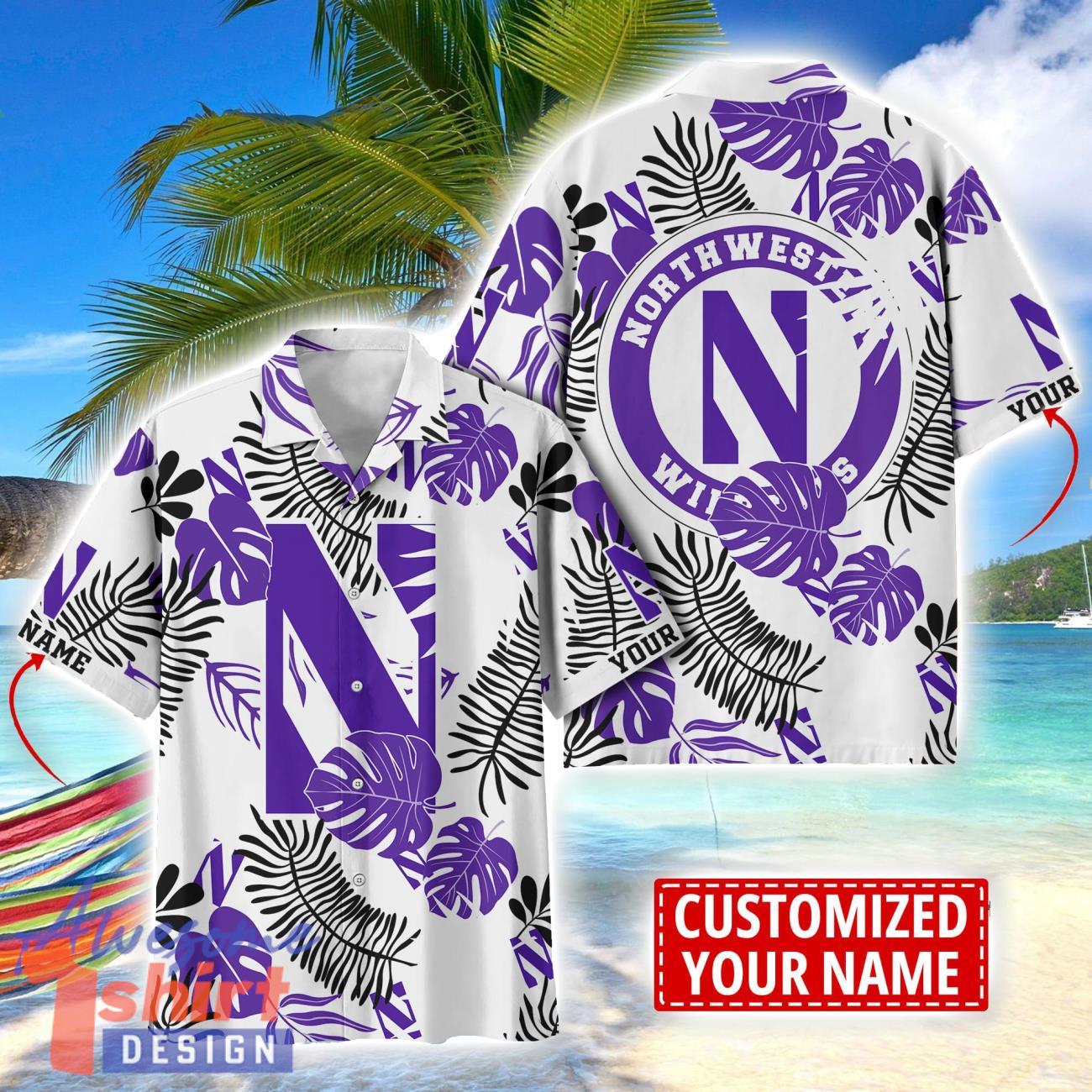 Northwestern Wildcats Aloha Hawaiian Shirt Custom Name Summer Gift Holiday Team Shirt