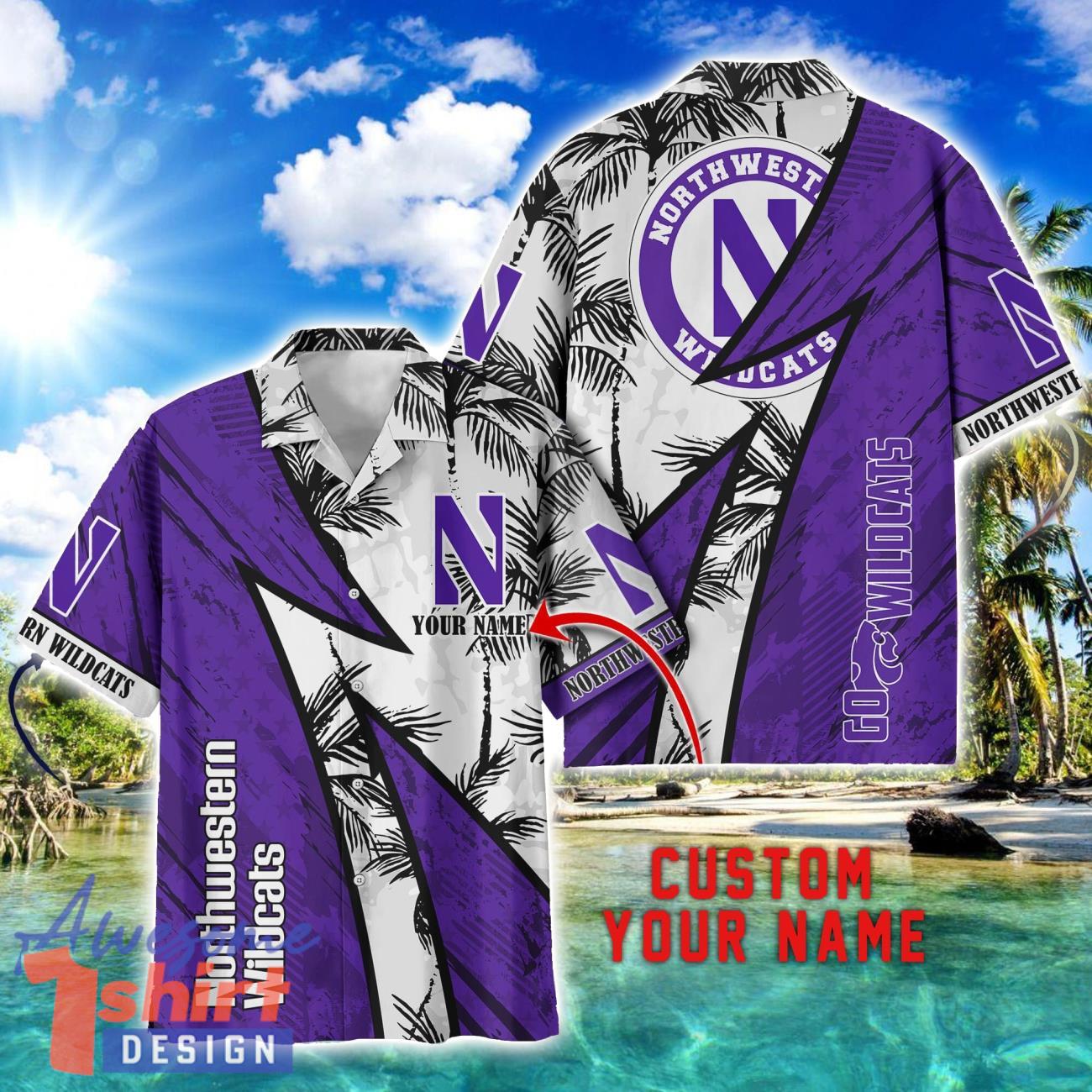 Northwestern Wildcats AOP Hawaiian Shirt Beach Summer Shirt Personalized Name For fans