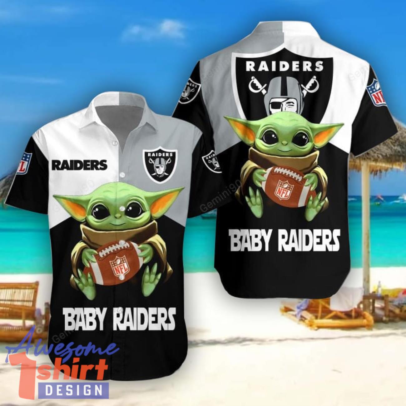 Oakland Raiders Baby Yoda Hawaiian Shirt Cute Gift For Men And Women