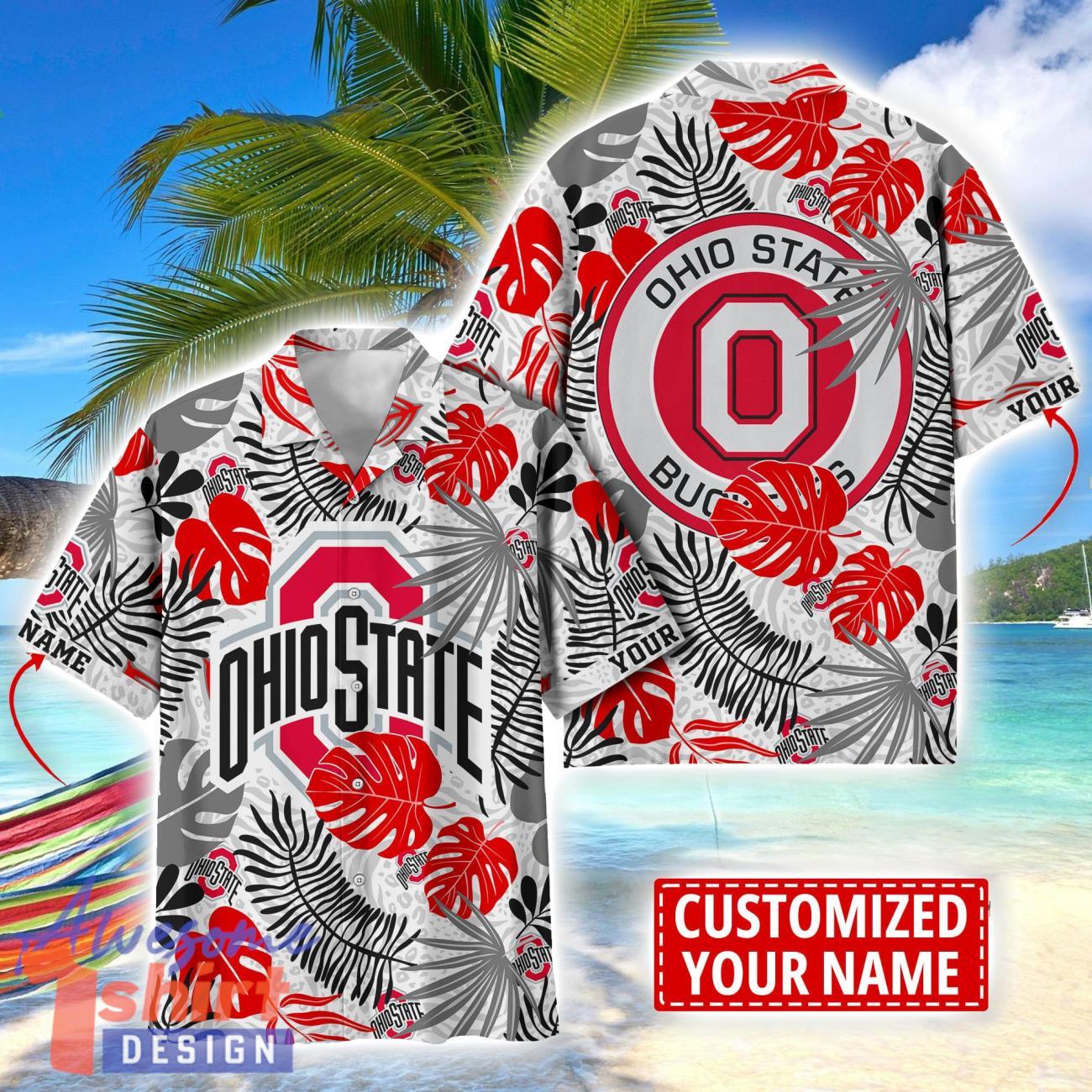 Ohio State Buckeyes Aloha Hawaiian Shirt Custom Name Summer Gift Holiday Team Shirt