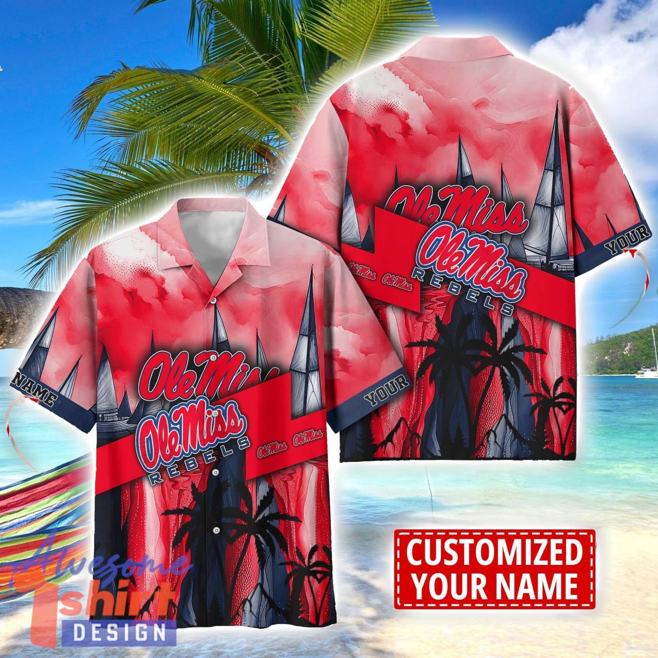 Ole Miss Rebels Hawaii Shirt Custom Name Sports Team Beach Shirt