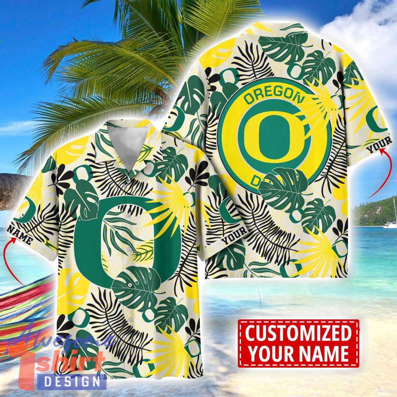 Oregon Ducks Aloha Hawaiian Shirt Custom Name Summer Gift Holiday Team Shirt