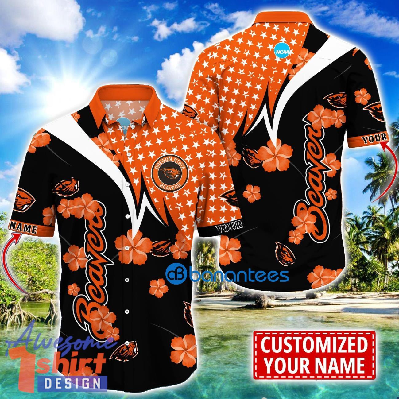 Oregon State Beavers Star and Flower Pattern Tropical Hawaiian Shirt Summer Gift For Men Women Custom Name