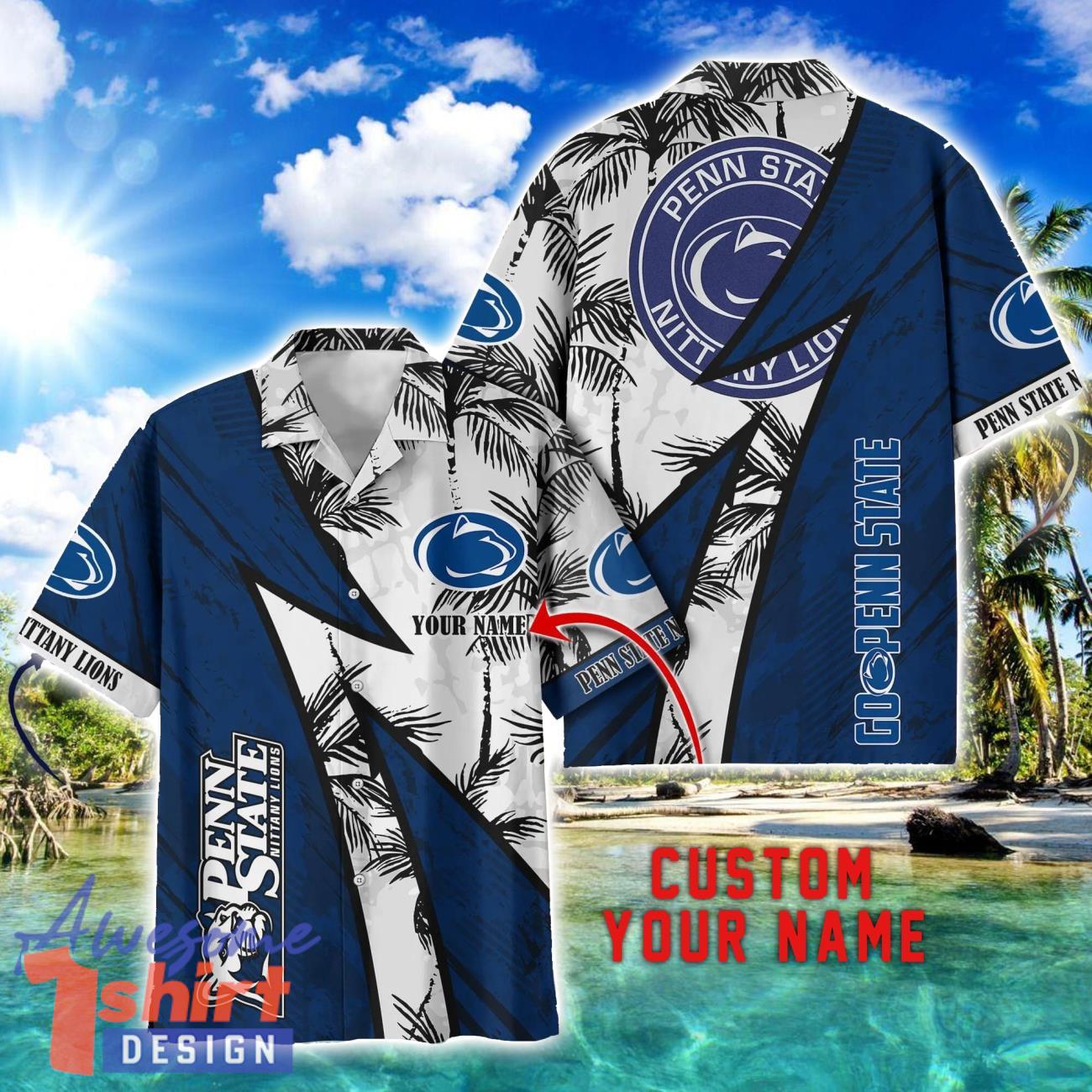 Penn State Nittany Lions AOP Hawaiian Shirt Beach Summer Shirt Personalized Name For fans