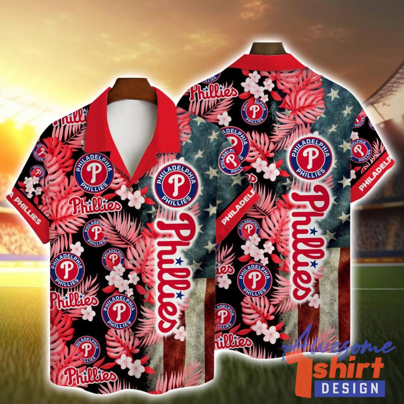 Philadelphia Phillies MLB Flower And Flag Pattern Hawaiian Shirt Summer Gift