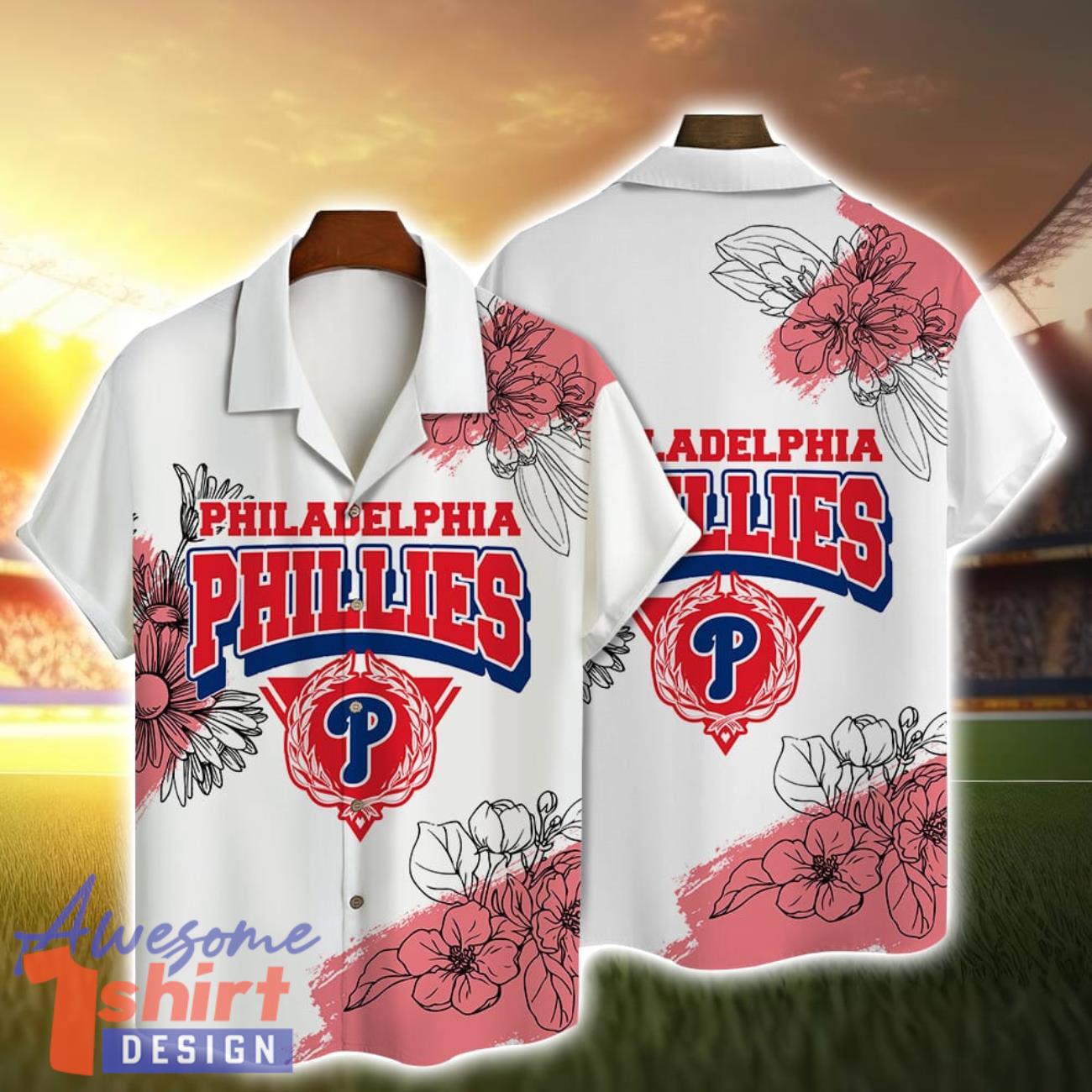 Philadelphia Phillies Team Logo Pattern White Hawaiian Shirt For Men And Women