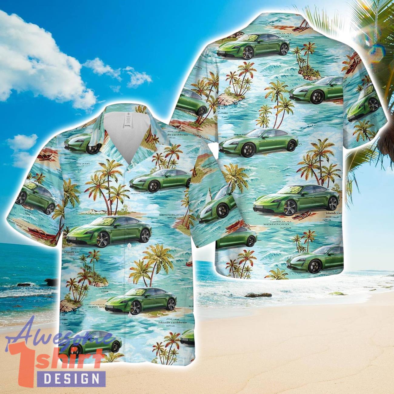 Porsche Taycan Turbo S Green Hawaiian Shirt Cute Summer Gift