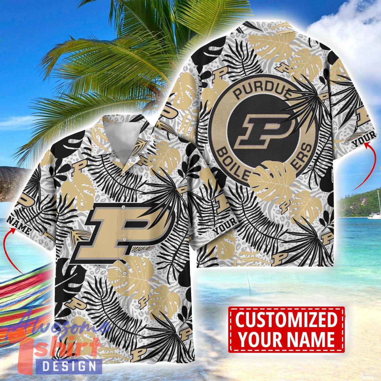 Purdue Boilermakers Aloha Hawaiian Shirt Custom Name Summer Gift Holiday Team Shirt