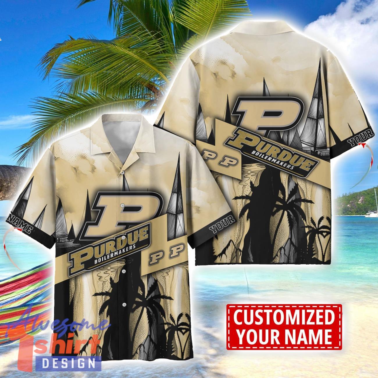 Purdue Boilermakers Hawaii Shirt Custom Name Sports Team Beach Shirt