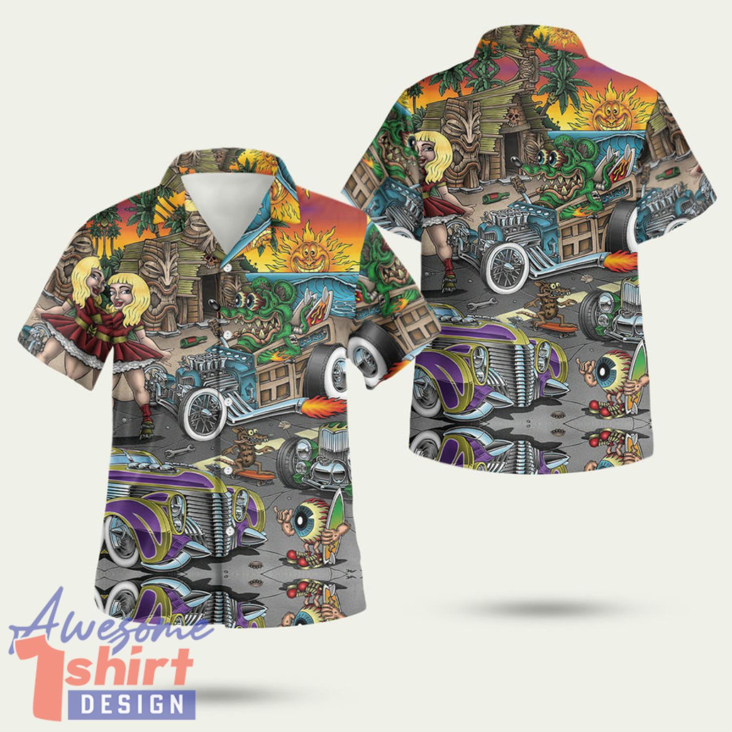 Rat Fink And The Hot Rod Story 3D Hawaiian Shirt Summer Style Gift