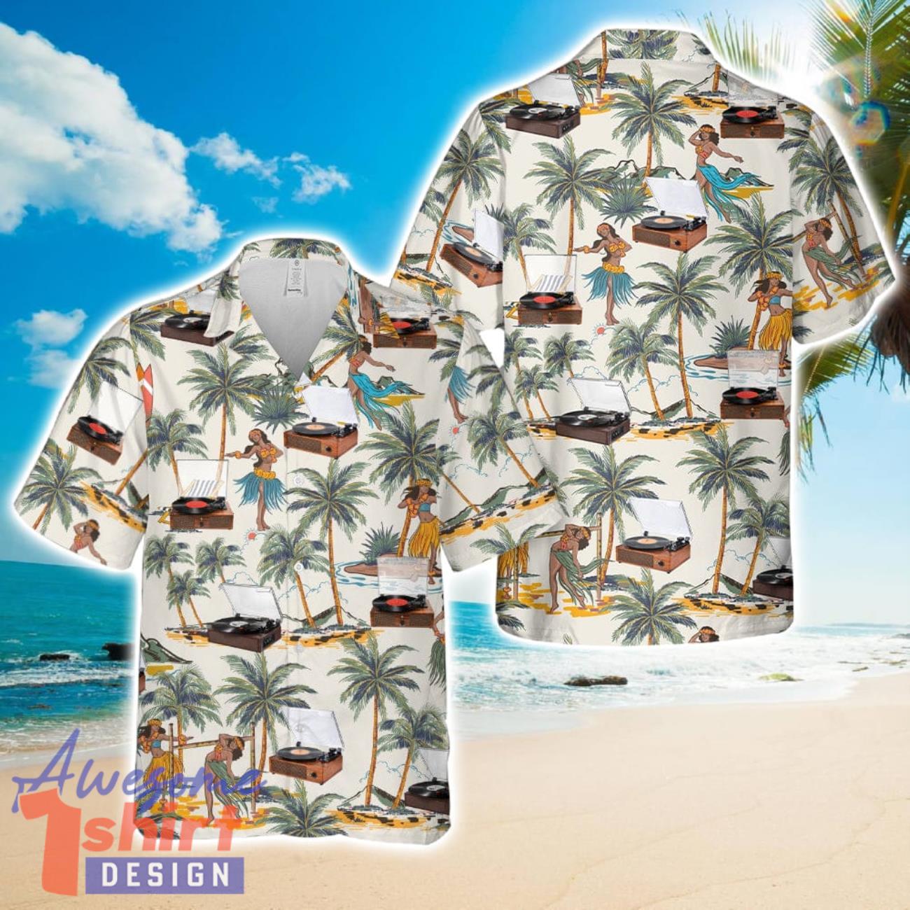 Record Player Hawaiian Shirt 3D Printed Button Shirt