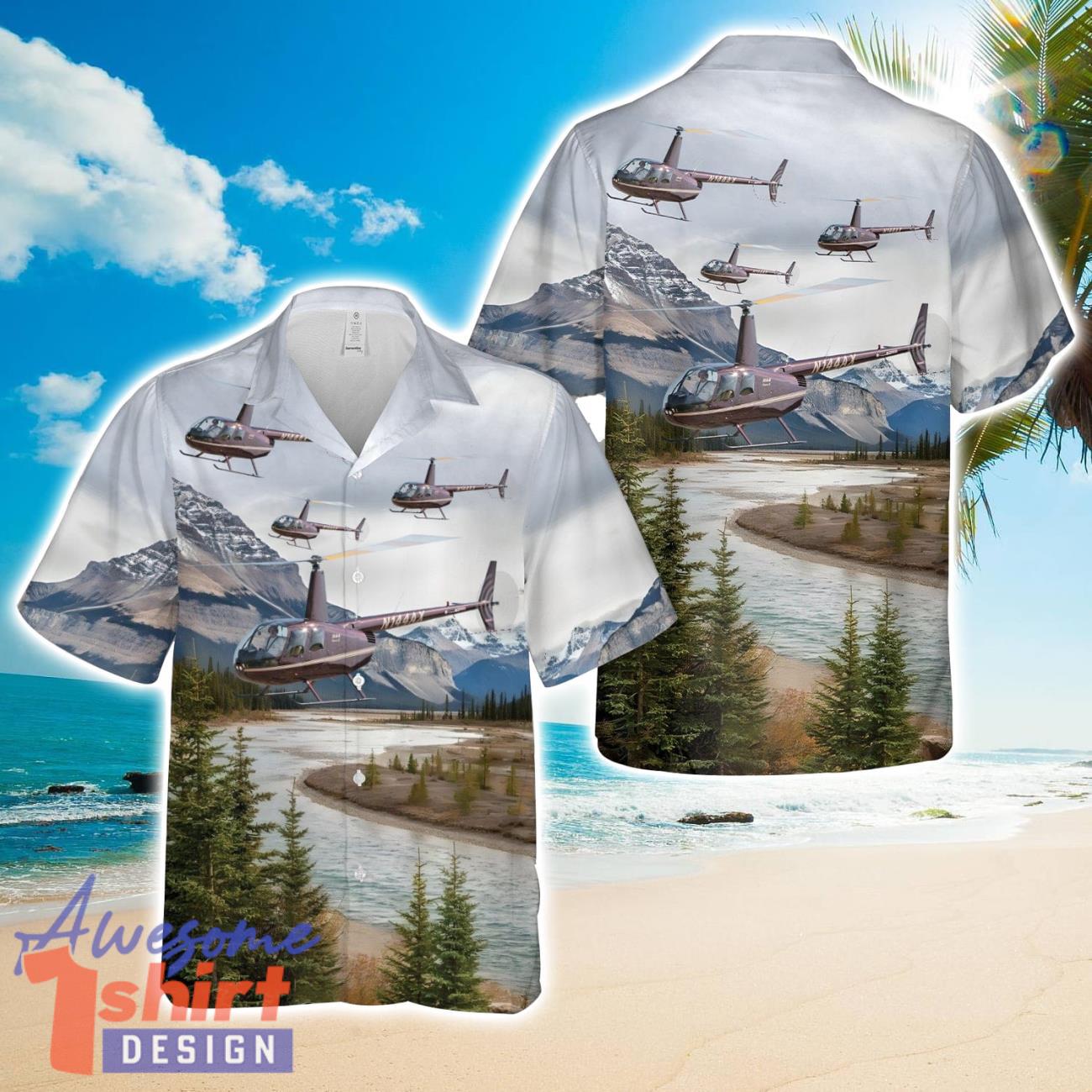 Robinson R44 II  Aloha 3D Hawaiian Shirt