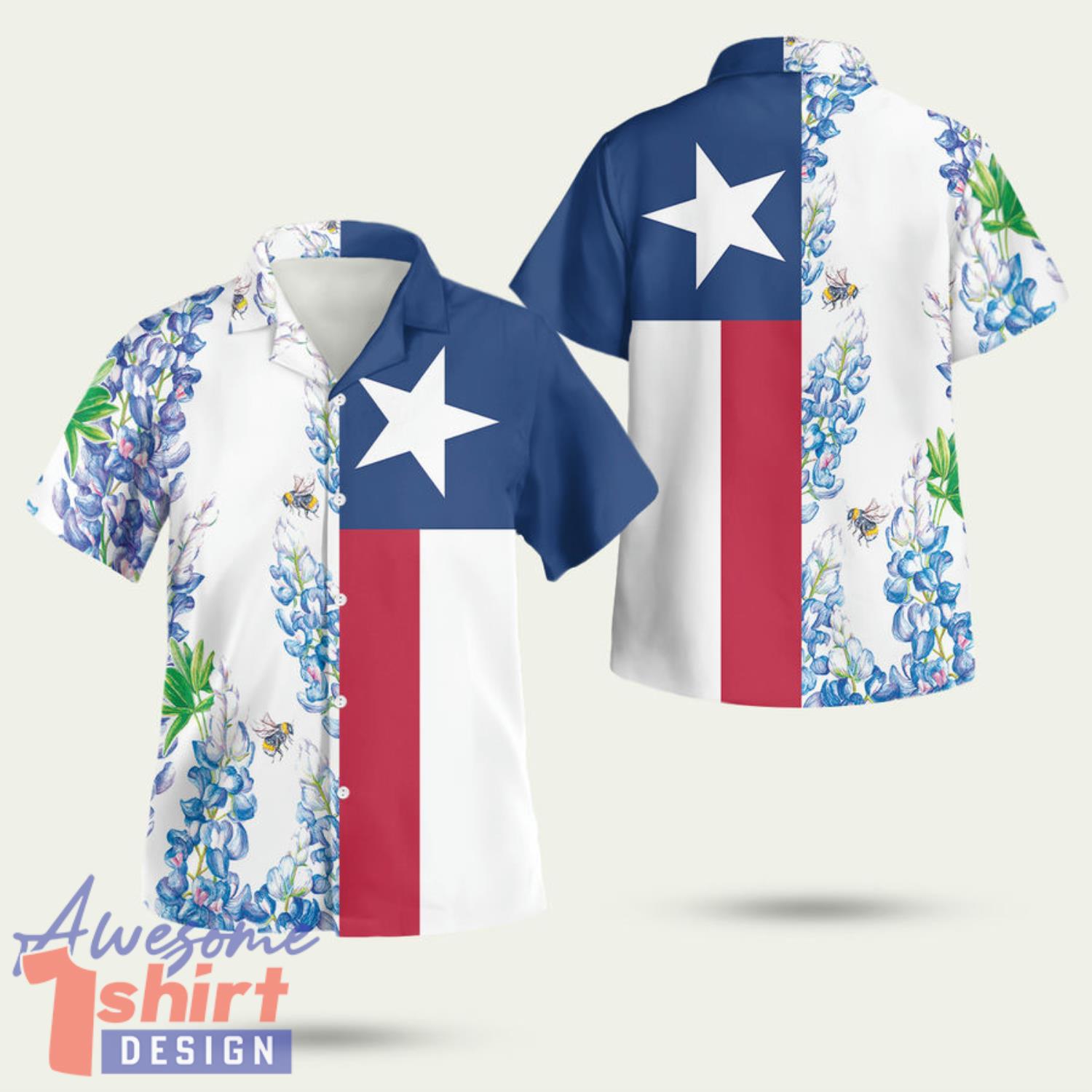 Royal Blue Bluebonnet Texas 3D Hawaiian Shirt Summer Style Gift