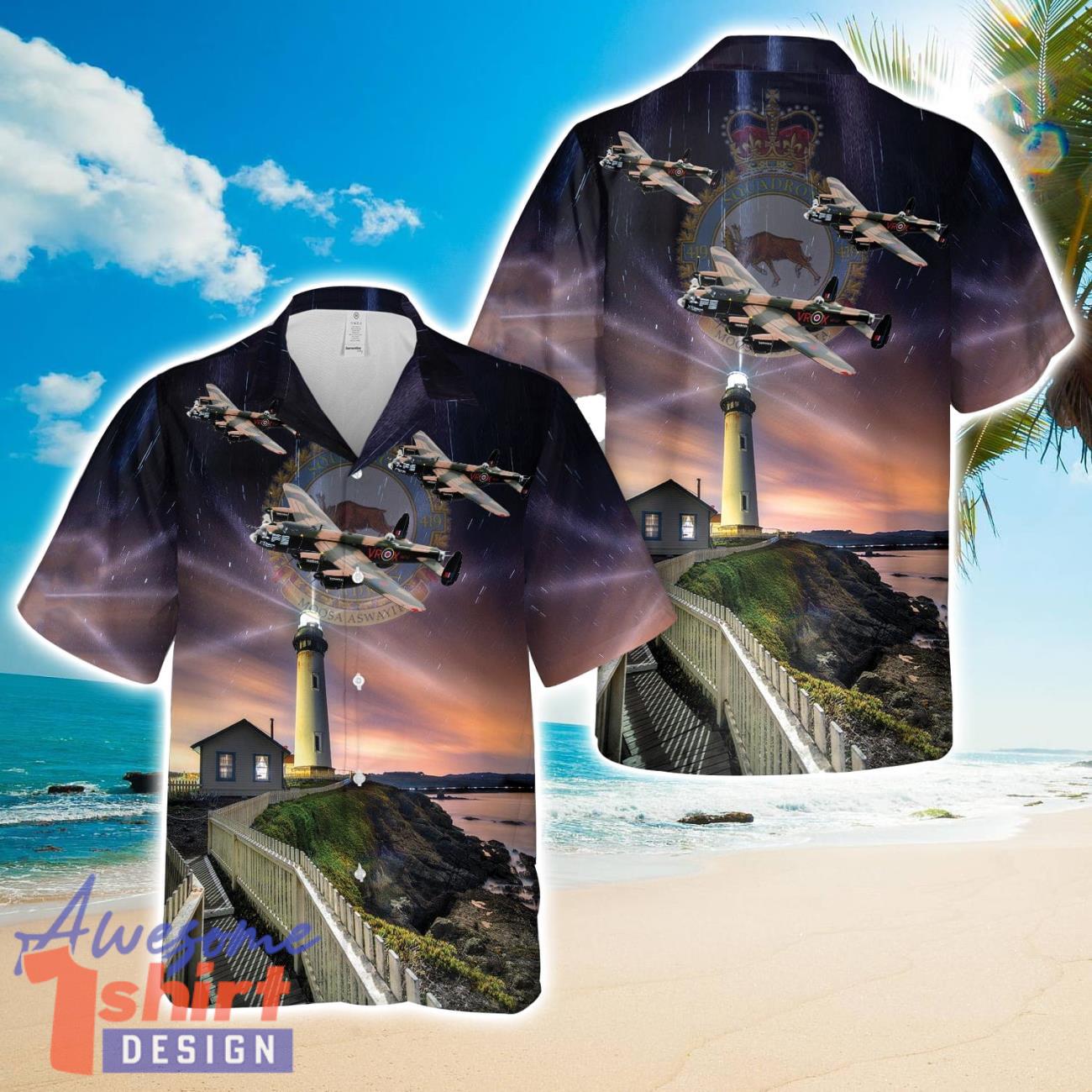 Royal Canadian Air Force 419 Tactical Fighter Training Squadron X-terminator Avro Lancaster  Aloha 3D Hawaiian Shirt