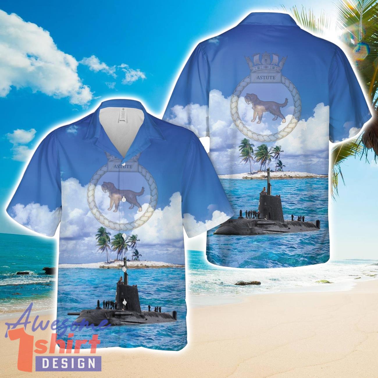 Royal Navy HMS Astute (S119) Hawaiian Shirt 3D Printed Button Shirt