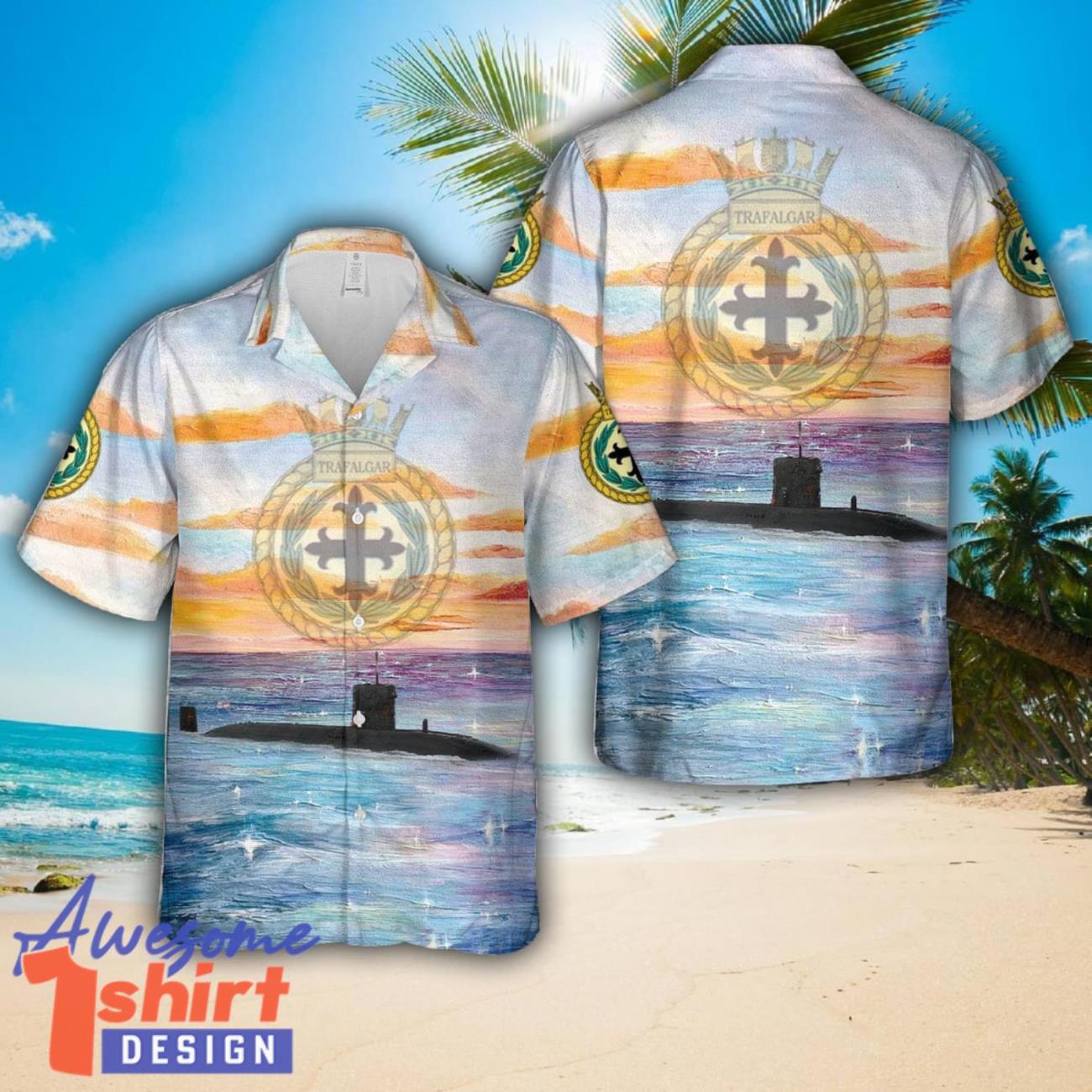 Royal Navy Trafalgar-class submarine HMS Trafalgar (S107) Hawaiian Shirt Beach Holiday