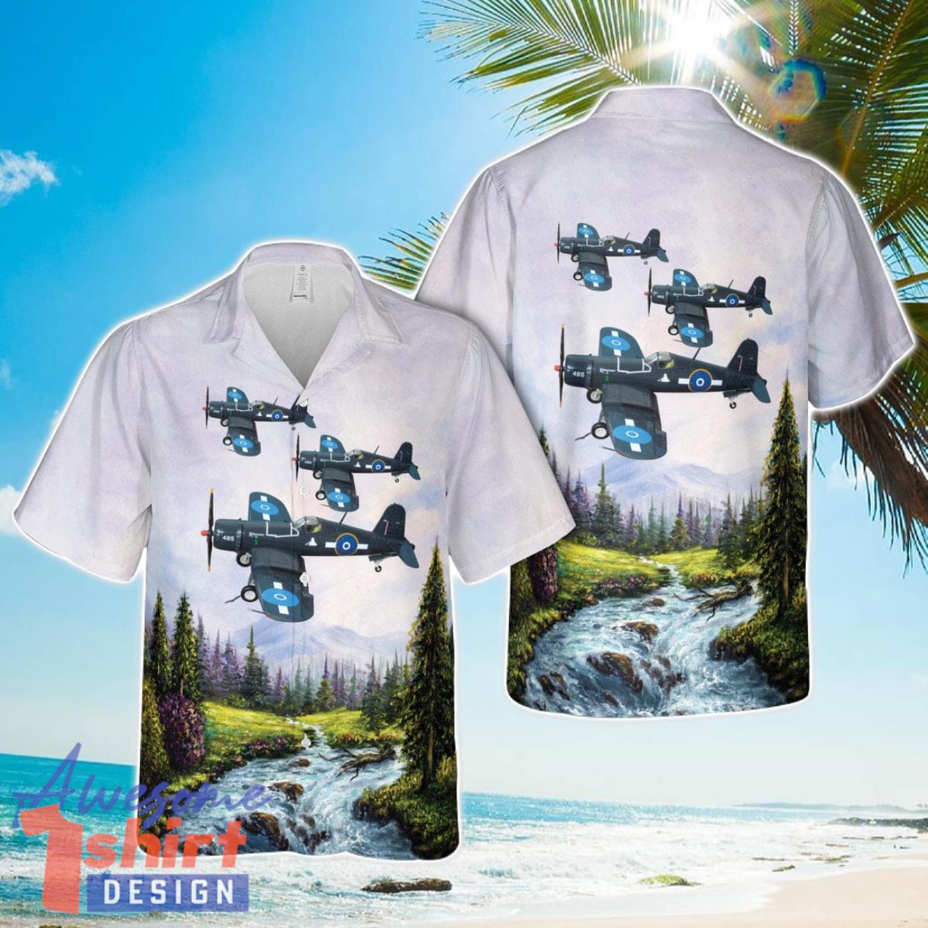 Royal New Zealand Air Force No.23 Sqn Vought F4U-1D Corsair Kohimarama IX  Aloha 3D Hawaiian Shirt