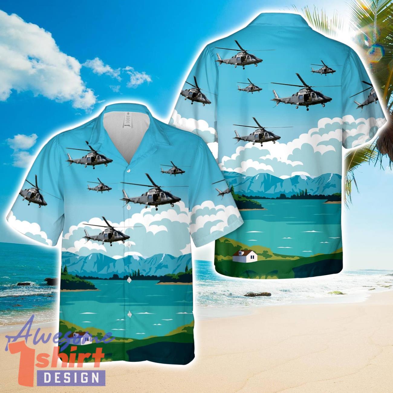 Royal New Zealand Air Force (RNZAF) AgustaWestland AW-109E LUH Hawaiian Shirt 3D Printed Button Shirt