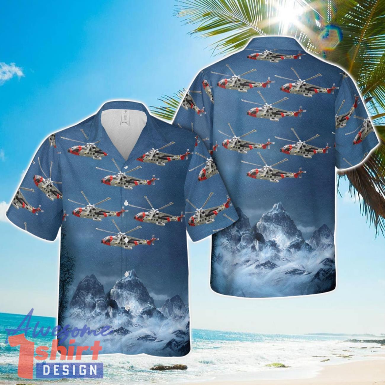 Royal Norwegian Air Force AgustaWestland AW101 Merlin  AOP Hawaiian Shirt Beach Gift