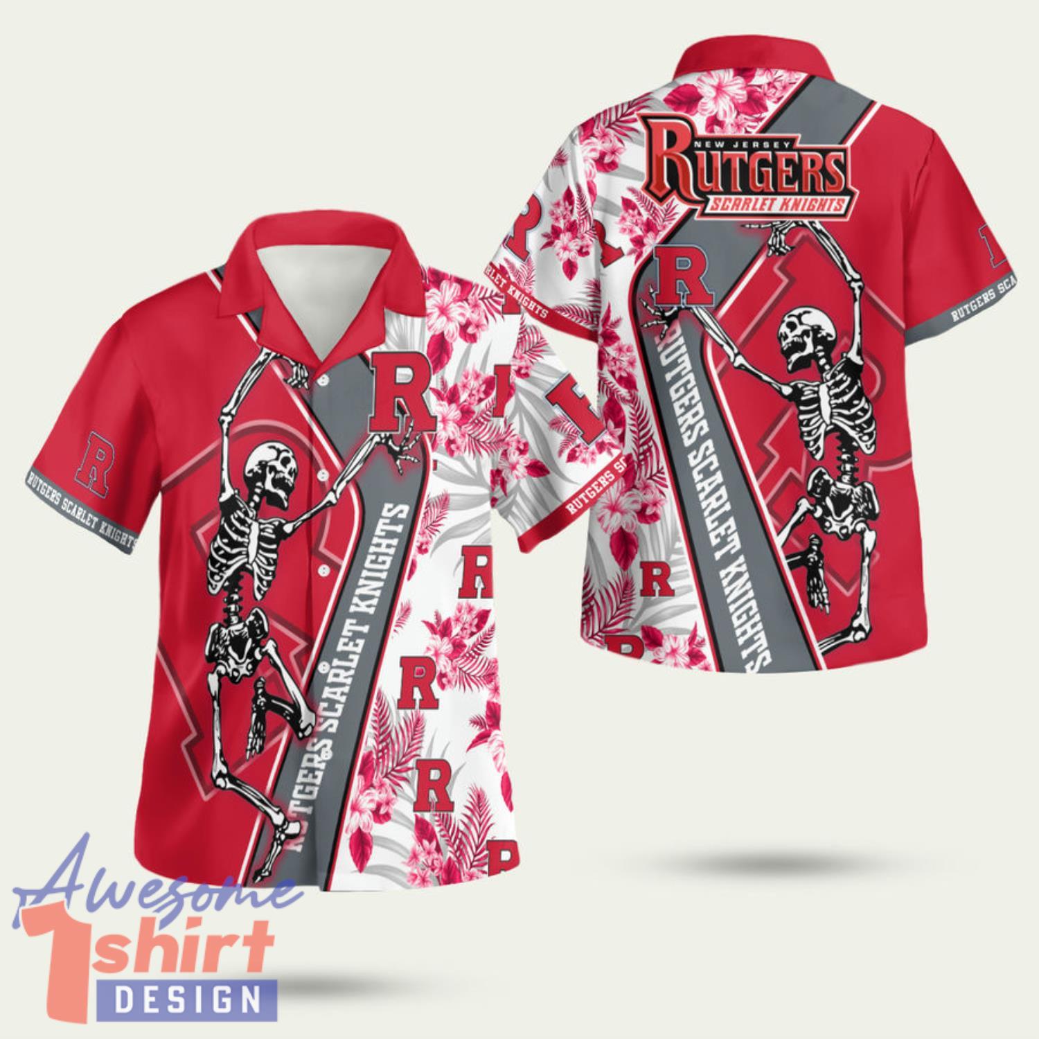 Rutgers Scarlet Knights Skeleton 3D Hawaiian Shirt Summer Style Gift