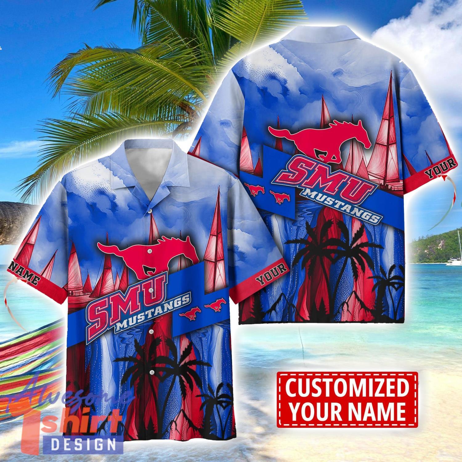 SMU Mustangs Hawaii Shirt Custom Name Sports Team Beach Shirt