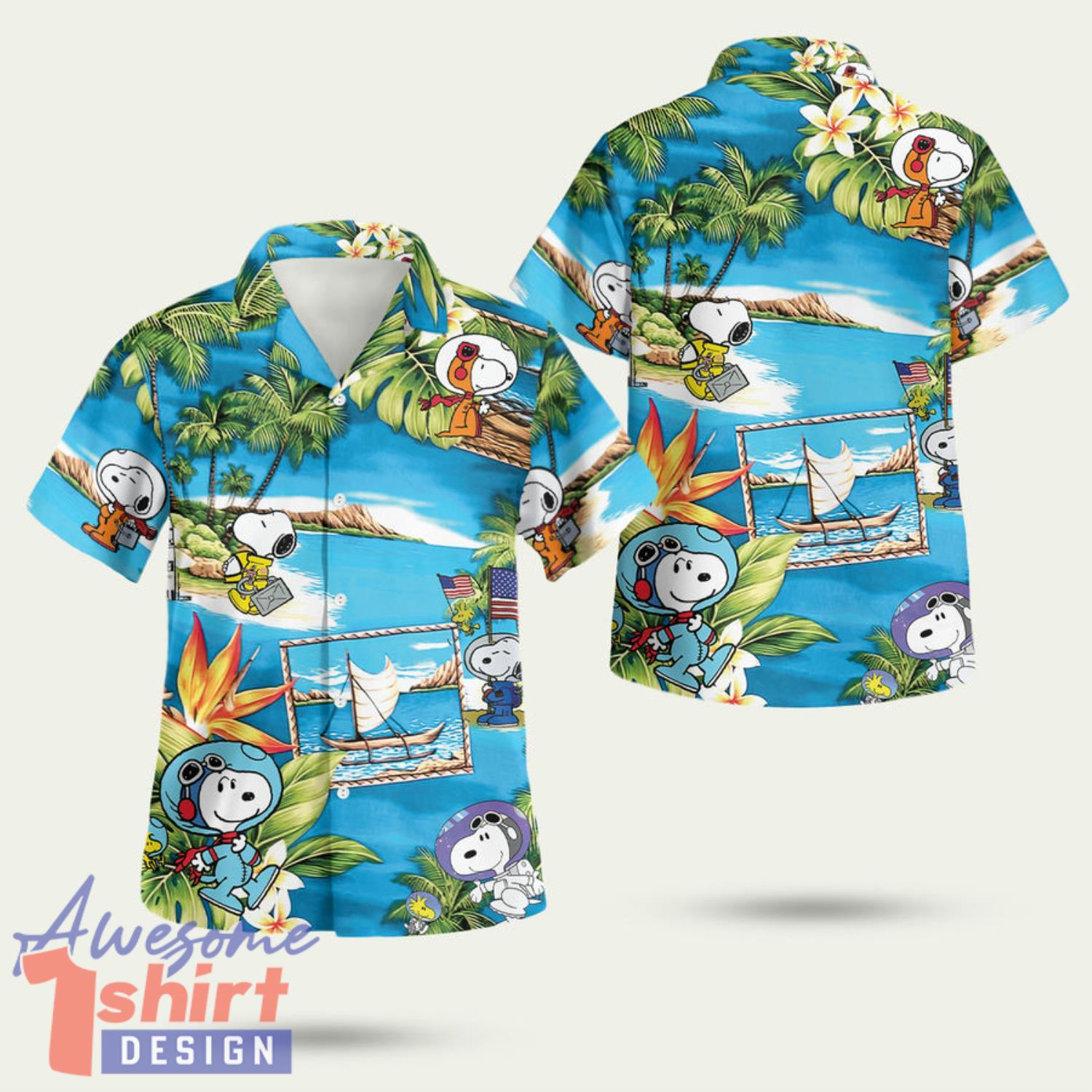 Snoopy Astronaut Summer Vacation 3D Hawaiian Shirt Summer Style Gift