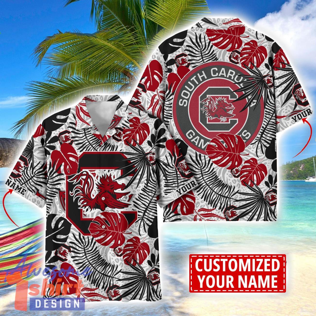 South Carolina Gamecocks Aloha Hawaiian Shirt Custom Name Summer Gift Holiday Team Shirt