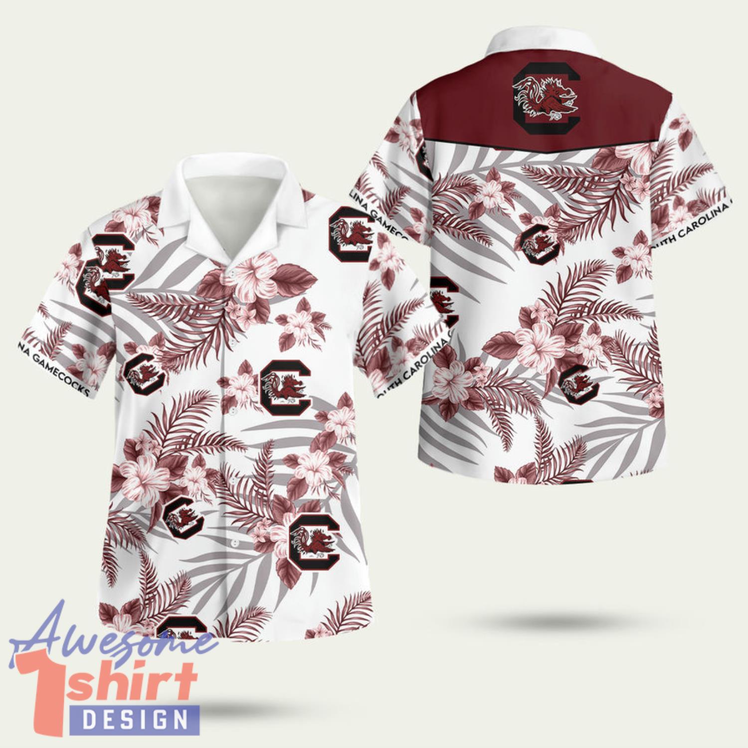 South Carolina Gamecocks Floral Red 2 3D Hawaiian Shirt Summer Style Gift